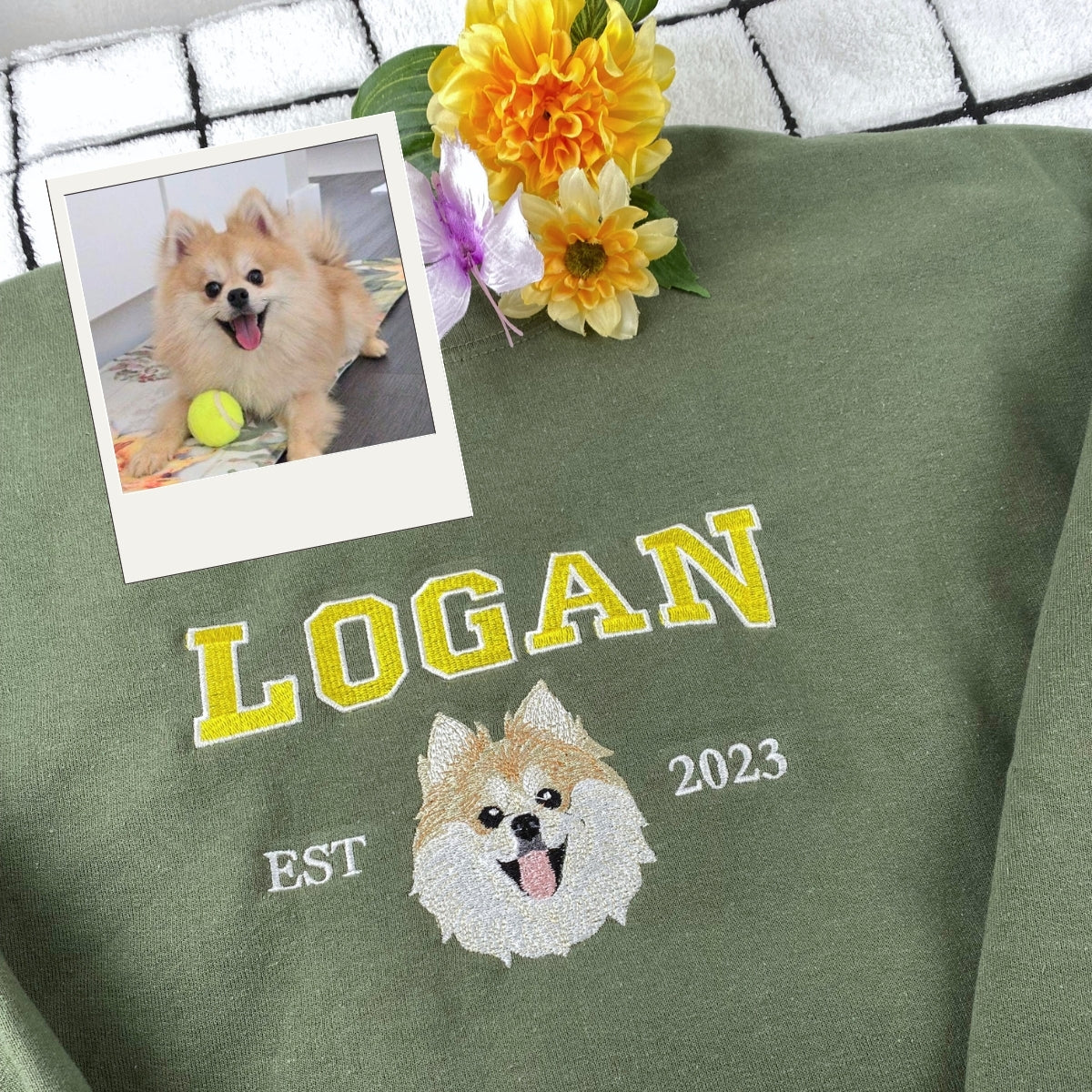 Pet Portrait Varsity Hoodies - Custom Dog Face Embroidered Sweatshirts - Dog Parent Apparel Gift