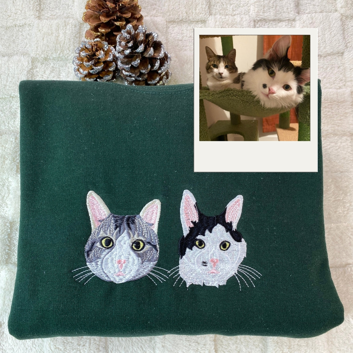 Photo to Embroidery Cat Hoodies - Custom Pet Face Sweatshirts from Your Picture