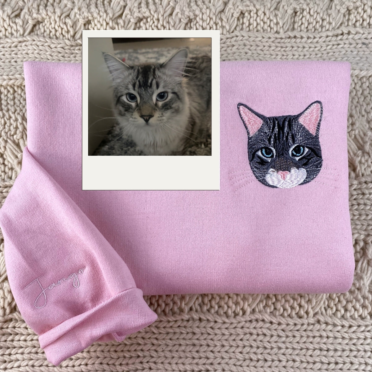 Photo to Embroidery Cat Hoodies - Custom Pet Face Sweatshirts from Your Picture