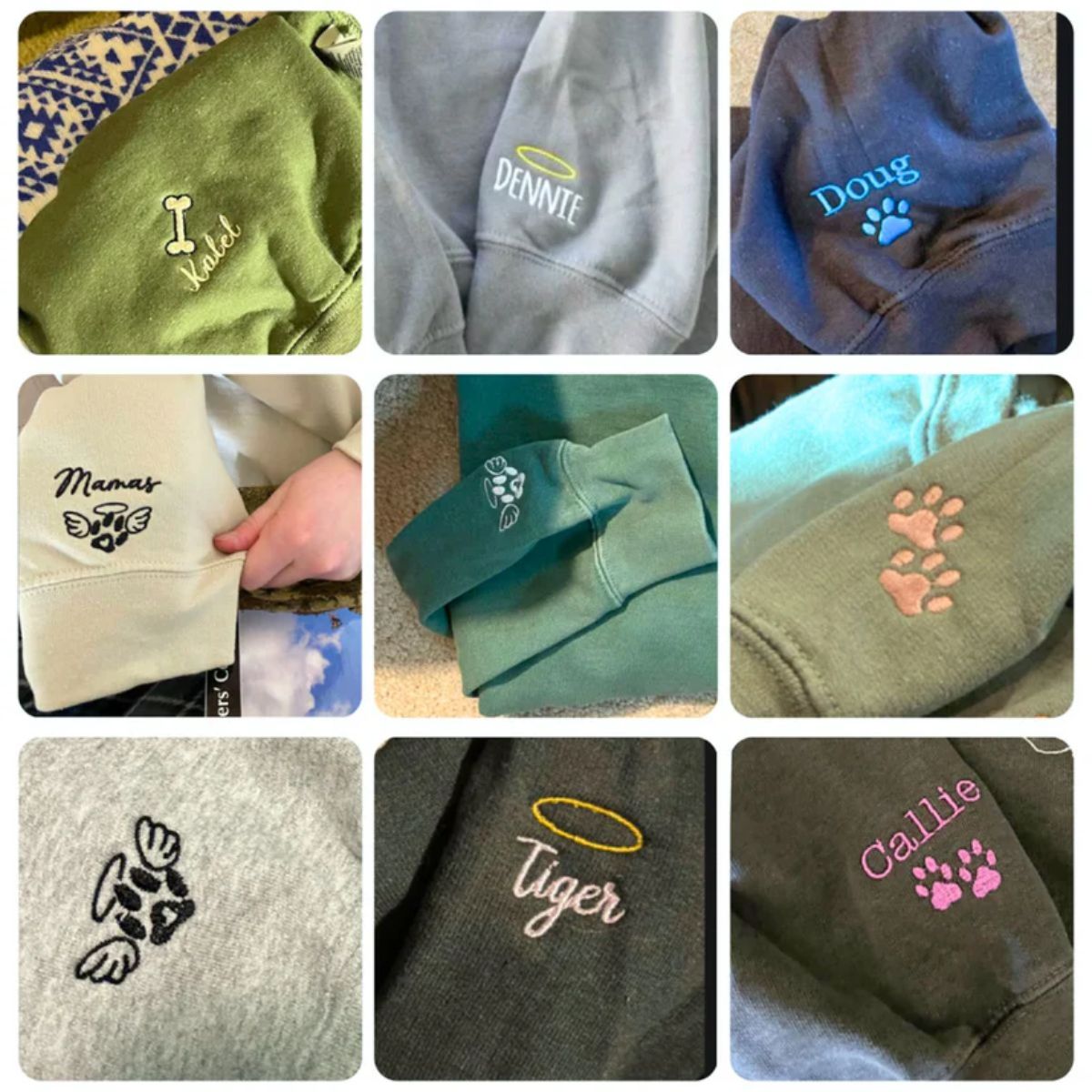 Custom Pet Portrait Sweatshirt with Names - Dog Cat Face Embroidered - Personalized Pet Parent Gift