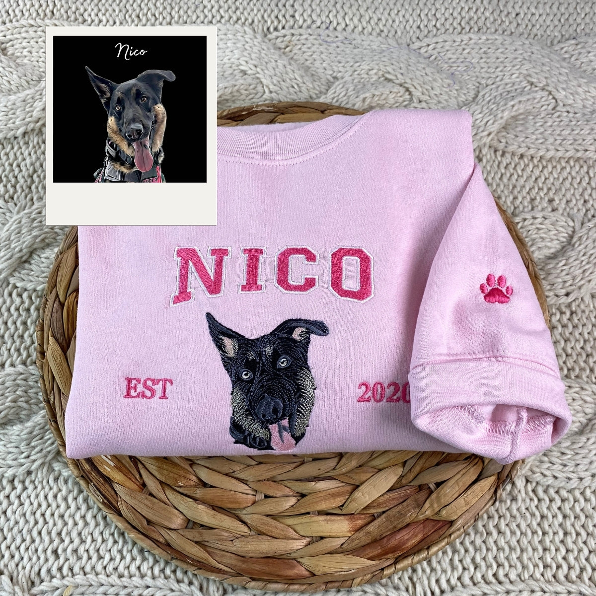 Varsity Pet Portrait Hoodies - Custom Dog Face Embroidered Sweatshirts - Pet Lover Gifts for Dog Moms & Dads